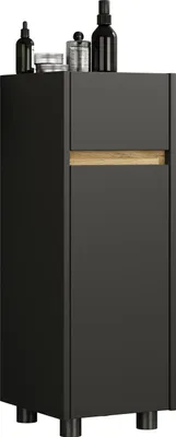 Image de Armoire à disques – armoire de salle de bain étroite avec 1 tiroir et 1 porte tournante, 85 x 30 x 32 cm, rangement compact pour salles de bains, meuble de salle de bain tiroir commode, Cosila