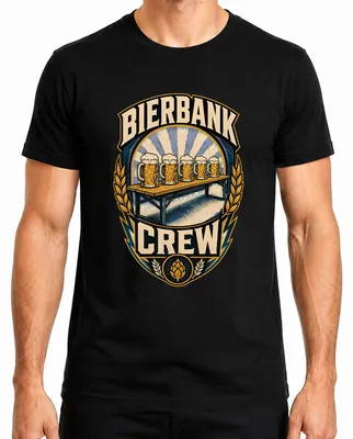Obrázek produktu pro Pánské tričko Bierbank Crew Stammtisch Trachtenshirt Lederhose, černé, XXL