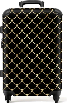 Produktbild von NoBoringSuitcases.com® Großer Koffer - Muster - Gold - Schwarz - Luxus - Kombinationsschloss TSA - Hartschalen Trolley 4 Rollen - 72 liter - Reisekoffer - 66 cmKoffer Mittelgroß 67x43x25 cm, 72L,
