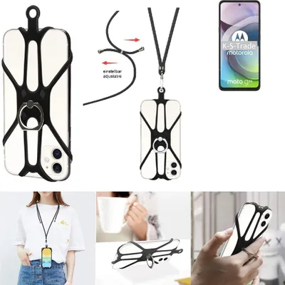 Produktbild von K-S-Trade 3in1 Handykette Handyband Handykordel Halsband Smartphone-Ring Handy-Ring kompatibel mit Motorola Moto G 5G Fingerhalterung Handyring