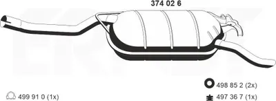 Produktbild von ERNST 374026 Endschalldämpfer passend für MERCEDES-BENZ Stufenheck (W124) Auspuff