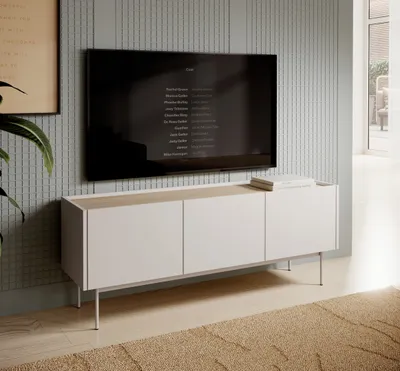Image de Armoire TV Laris - Table TV 145 cm, Loft, 3 portes - Buffet TV, sideboard Pieds en métal (cachemire)