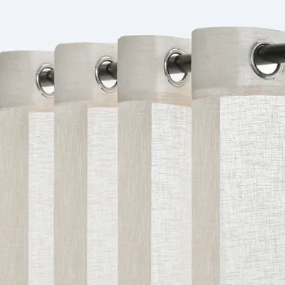 Produktbild von Beige Voile Gardinen mit Ösen - Set von 2, 140 x 245 cm