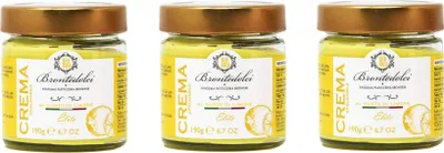 Produktbild von 3x Brontedolci Crema Spalmabile al gusto di Limone Streichcreme mit Zitronengeschmack 190g in Glas aus Sizilien mit italienischen Zitronen