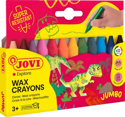 Zdjęcie produktu dla JOVI 980/12 JOVI Wax Crayons Jumbo Wachsmalstifte farbsortiert, 12 St.