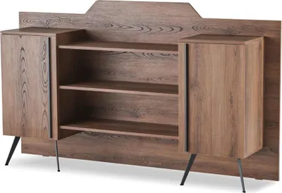 Immagine prodotto di Set studio 3 pezzi scrivania ufficio credenza cassettiera marrone grigio bicolore