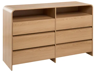Zdjęcie produktu dla BELIANI Komoda z 6 szufladami jasnobrązowa płyta pilśniowa 120 cm styl japandi salon