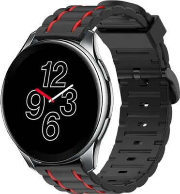 Produktbild von Strap-it OnePlus Watch Sportschnallenarmband (Schwarz/Rot)