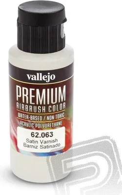 Obrázok produktu pre Prémiová pomocná farba Vallejo 62063 Saténový lak 60ml Airbrush Acrylfarbe