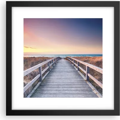 Produktbild von Gerahmtes Poster - Schwarzer Rahmen - Weg Meer Brücke - 30x30 cm - Wand Bild - Wanddeko - Wandbilder - Kunstposter - Wandposter - Bilderrahmen - Bilder - Kunstdruck - Wanddekoration - P2BAC30x30-4948