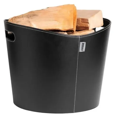 Zdjęcie produktu dla Aduro | Kosz na drewno Proline z imitacji skóry | czarny | Ø 39 cm