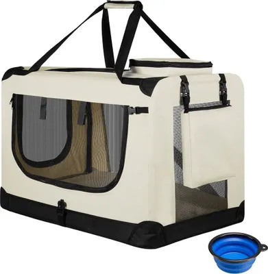 Obrázek produktu pro Přepravní taška pro psa Lassie 26935, vel. S, skládací přepravní box s rukojetí a dekou, béžový, 34 x 50 x 36 cm