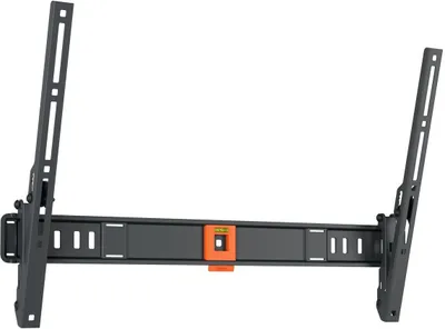 A black TV wall mount with an orange level indicator, shown against a white background.