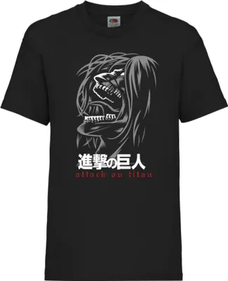 Zdjęcie produktu dla Koszulka Dziecięca Japan Animation Manga Anime Comics Attack Anime On Titan Poster Var-042 Attack Anime On Titan Poster, 7-8 Jahr - 128 / Czarny