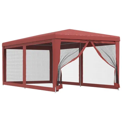 Produktbild von vidaXL Partyzelt mit 6 Mesh-Seitenwänden Rot 3x6 m HDPE
