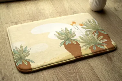 Produktbild von Badteppich Saugfähige - Badezimmer Teppich - Rutschfester Badvorleger Badematte - 75x45 cm - Palmen