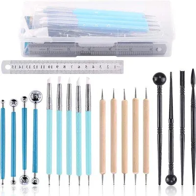 Produktbild von 19-delige Keramik- und Bildhauer-Set - Keramik- und Bildhauer-Tools für Fondant und Keramikarbeiten