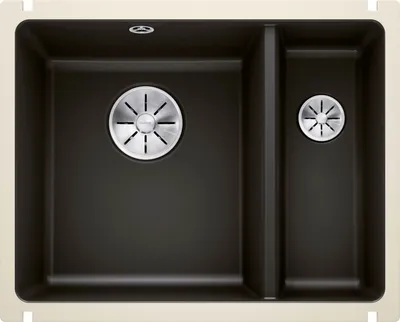 Produktbild von BLANCO SUBLINE 350/150-U, Keramik PuraPlus®, schwarz, Hauptbecken links, ohne Ablauffernbedienung