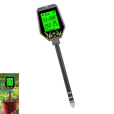 Produktbild von 6-in-1 Bodenmessgerät,Digitaler Bodentester für pH-Wert, Feuchtigkeit, Temperatur, Licht, EC & Nährstoffgehalt,Pflanzentester für Garten, Obstgarten & Kompost