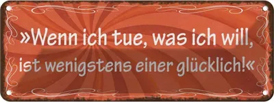 Produktbild von vianmo Blechschild 10x27 cm Wenn ich tue was will Glück Spruch Zitat