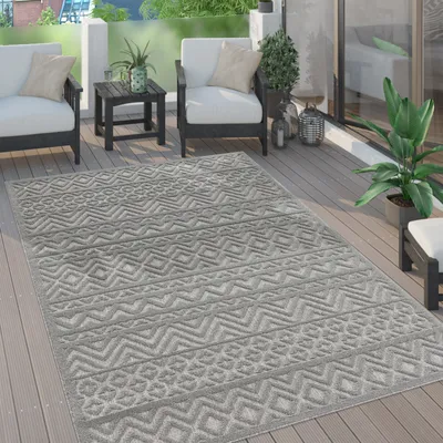Produktbild von Outdoor Teppich wetterfest Boho & Skandi 3D-Optik für Terrasse, Balkon & Garten Grösse 80x150 cm