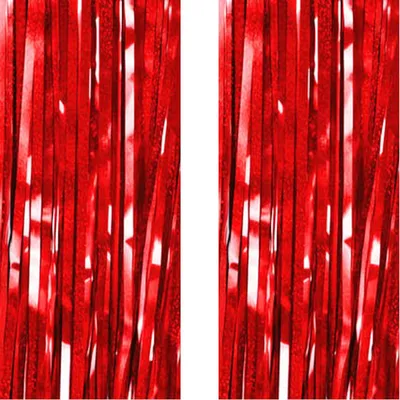 Productafbeelding van Red backdrop streamers ailexi 2 pack 1 m x 2 m metallic - Set van 2