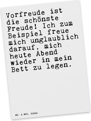 Produktbild von Mr. & Mrs. Panda Postkarte Vorfreude ist die schönste... - Weiß - Geschenk, bildkarte, Ansichtskarte, Ansichtskarten, Arbeitskollegin, Freude, Mann, Sprüche, Postkarten