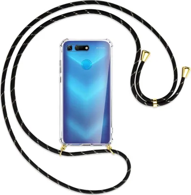 Produktbild von Handykette Backcover-Schutzhülle mit Band (Metall goldfarben) für Honor View 20 / V20 - schwarz/gold