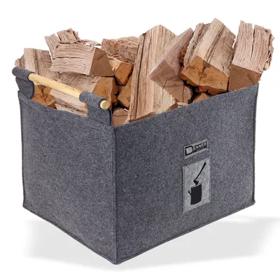 Produktbild von Holzkorb Tasche Filztasche Kaminholzkorb Brennholzkorb Brennholzholztasche grau