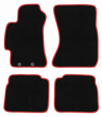 Productafbeelding van Velours automatten voor Subaru Outback III 2003-2009 (stationwagen/sedan) – 4-delig, zwart/rood, op maat – Wielganizator CARLUX