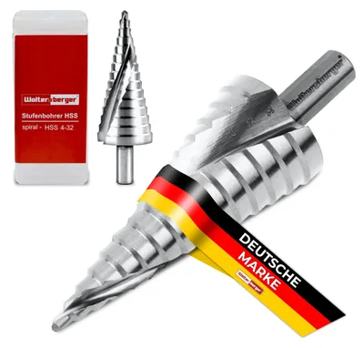 Imagen del producto de Broca escalonada HSS, de 4 a 32 mm, con vástago de 10 mm, 15 escalones, para metal y madera