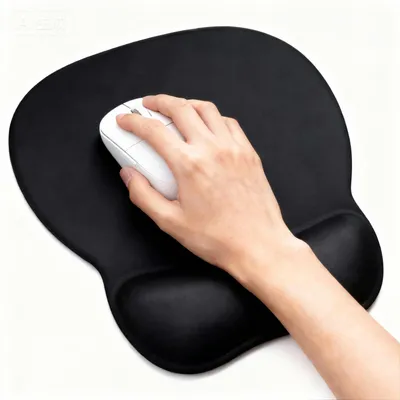 Image de Tapis de souris repose-poignet ergonomique - Mousse à mémoire de forme - 24 x 20,5 cm - Noir - Antidérapant