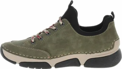 Produktbild von Rieker Damen Sneaker Schlupfschuh mit Plateau und weichem Gummizug, Größe:41 EU, Farbe:Grün