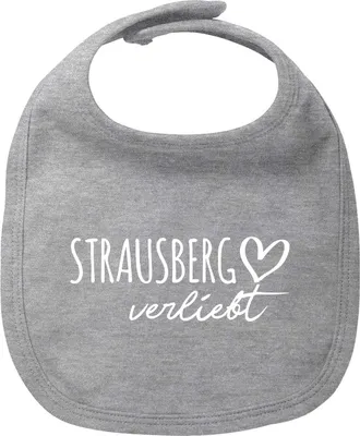 Produktbild von Huuraa Baby Lätzchen Strausberg verliebt Heather Grey Klettverschluss  Baumwolle Latz Geschenkidee