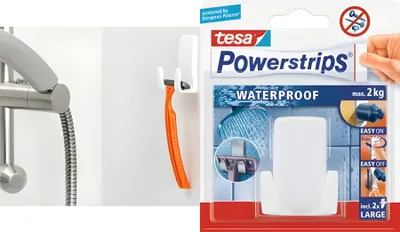 Produktbild von tesa Powerstrips Waterproof Rasiererhalter Wave weiß