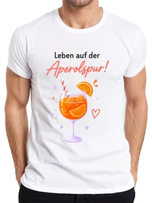 Produktbild von Leben auf der Aperolspur! Sommer Cocktail Spritz Mädelsabend Herren T-Shirt, Weiß, M