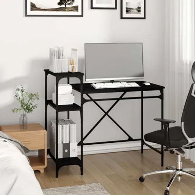 Produktbild von "Winterschlussverkauf "Schreibtisch/Büro-Möbel - CLORIS - Computertisch moderner - mit Regal Schwarz 105x50x90cm Holzwerkstoff Eisen - DEMöbel4692850