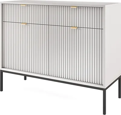 Produktbild von Kommode 104cm breit, grau, Fußgestell schwarz NEWCASTLE-160
