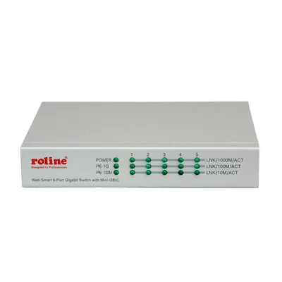 Produktbild von ROLINE Gigabit Ethernet Switch 6 Ports (5x 10/100/1000 + 1x SFP), WebSmart