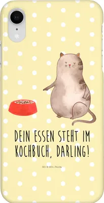 Produktbild von Mr. & Mrs. Panda Iphone XR Handyhülle Katze Fressen - Gelb Pastell - Geschenk, Handy Case, Premium Kunststoff