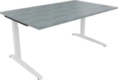 Produktbild von Schreibtisch Kufe Einzels. Quadrat B1600xT1000xH650-850 ws/Beton hell