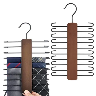 Krawattenhalter aus Holz, 2 Stück, 20 Haken, 360° drehbar