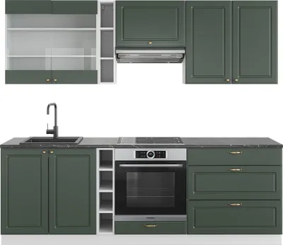 Produktbild von Küchenzeile Vicco Fame-Line Grün-Gold Landhaus/Weiß 235 cm , AP Anthrazit, Model 42627