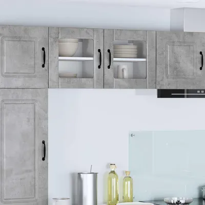 Produktbild von Möbel Wandglas-Schrank LUCCA 2 Stk. Betongrau Holzwerkstoff - Küchenschränke &2824
