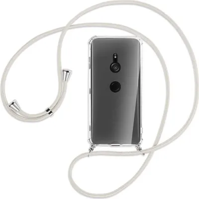 Produktbild von Handykette Backcover-Schutzhülle mit Band (Metall silberfarben) für Sony Xperia XZ3 - broken white