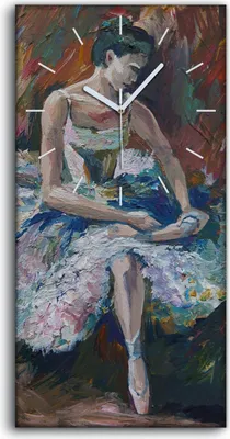 Produktbild von Dekor Leinwand Uhr Wandbilder Geräuschlos 30x60 groß Malerei Frau Ballerina - weiße Hände