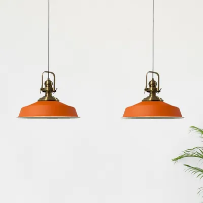 Produktbild von Asletl Pendelleuchte Esstisch 2 Flammig Metall 41 cm, Hängelampe Esstisch Wohnzimmer, Hängelampe Industrial Vintage, Küchenlampe Vintage - Orange