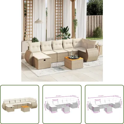 Produktbild von The Living Store 8-tlg. Garten-Sofagarnitur mit Kissen Beige Poly Rattan