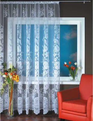 Produktbild von Gardine mit Universalband (300x245cm, Design: Thekla) - Gardine Voile Jacquard transparente Spitzenoptik, lichtdurchlässig, pflegeleicht