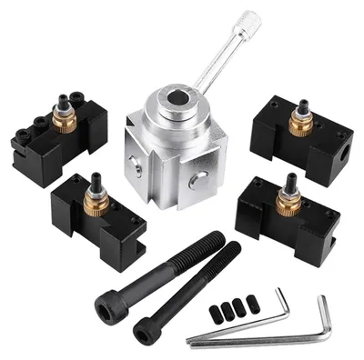 Image de Support d'outils pour mini-tour – Kit de changement rapide – Alliage d'aluminium – Porte-fraise – Compatible avec divers mini-tours – 19 x 14,3 x 6 cm